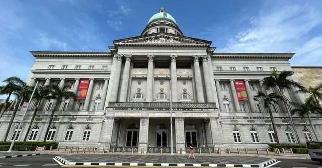 Neoclassical facade and dome of National Gallery Singapore
