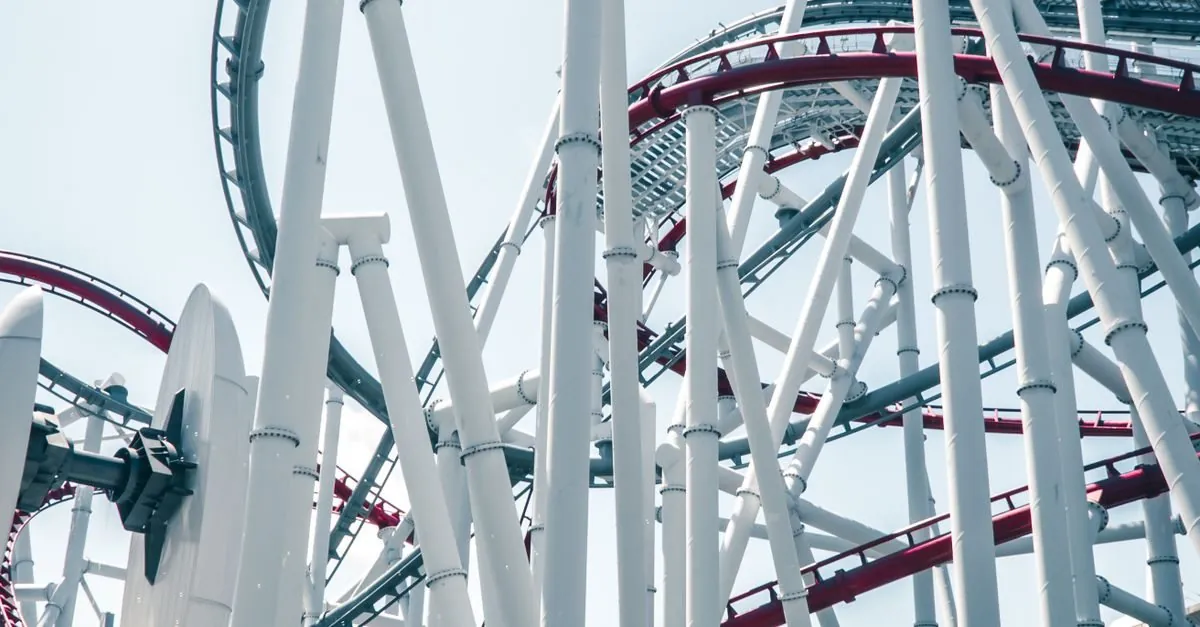Roller coaster track at Universal Studios Singapore